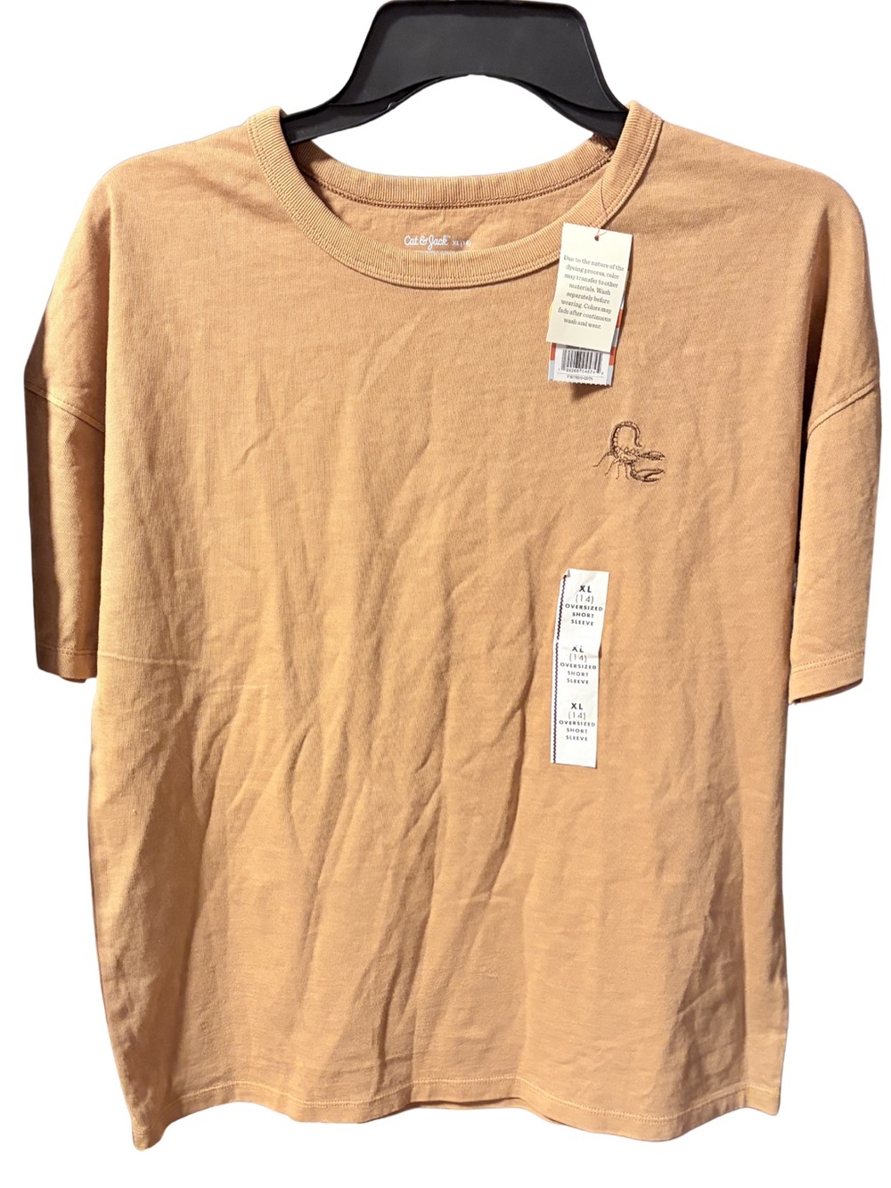 NWT XL Boys Short Sleeve Oversized Tee, Faded Mustard Southwestern Design
